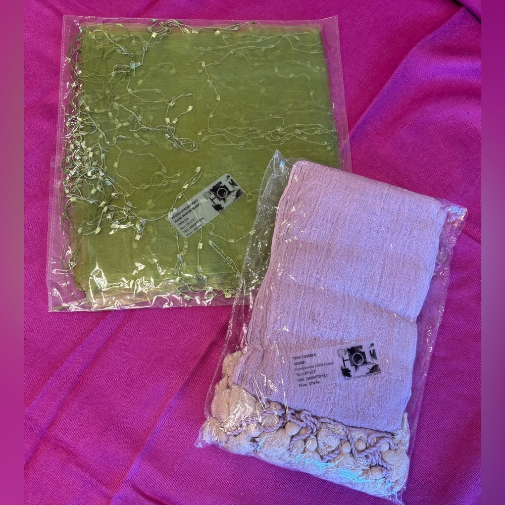 Two NWT handwoven scarves 100/80